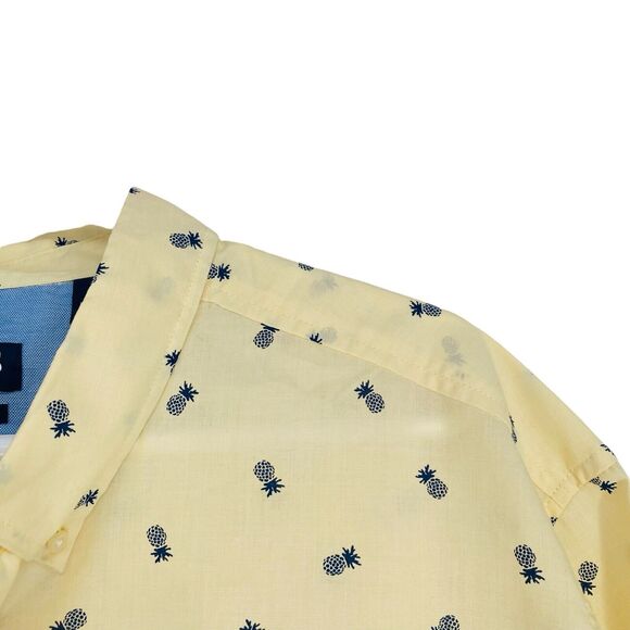 Chaps Easy Care Mens Button Down Shirt Striped Pineapple Print Blue Size 4X BIG‎ - Picture 6 of 9